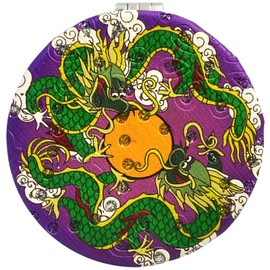 Feng Shui Success Luck Vibrations Compact 2-Sided Purse Mirror Best Wishes, Mascot New Year's Gift (Double Dragons（Luck）)