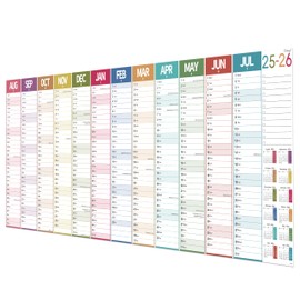 Academic Wall Planner 2025/2026, Wall Calendar Planner 2025-2026 UK Large for Family, School or Office, August 2025 - July 2026, 120 x 42 cm, XXXLarge, Colorful