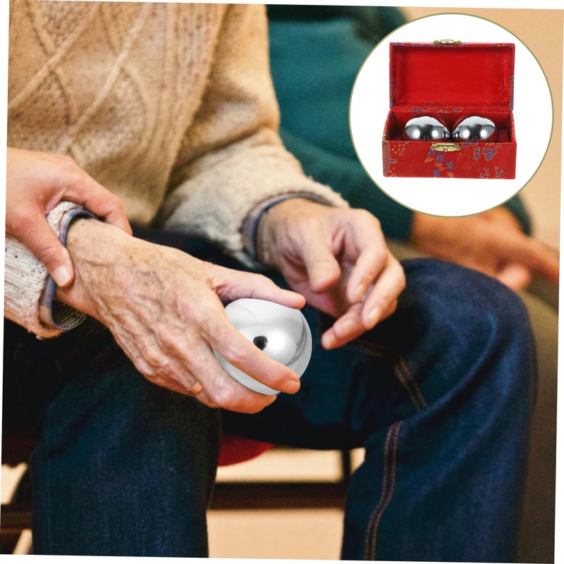 Mikinona 1 Set Metal Hand Exercise Balls Baoding Chiming Balls