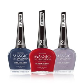 MASGLO Gel Evolution Nail Polish Style 1 Set 3 PCs Shades of Differents Color - No U/V Lamp, Duration Up to 12 days