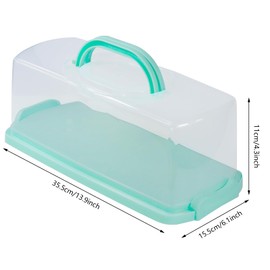 FEOOWV Portable Plastic Rectangular Loaf Bread Box with Transparent Lid, Bread Keeper for Carrying and Storing Loaf Cakes,Banana Bread,Pumpkin Bread,Quick Breads (Mint green)