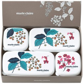 marie claire sealing containers, multicolor, long angular/capacity 9.8 fl oz (290 ml), square 2 each/4.6 fl oz (130 ml) capacity