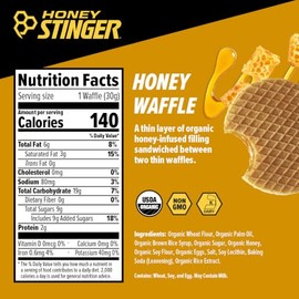 Honey Stinger Waffle de Miel Orgánica, Stroopwafel Energético para Ejercicio, Resistencia y Rendimiento, Nutrición Deportiva para el Hogar y el Gimnas