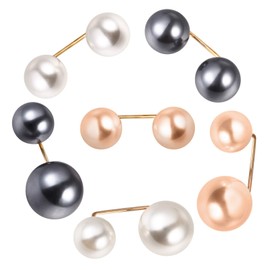 MILISTEN 6pcs Faux Pearl Brooch Pins Sweater Shawl Clip Dress Cardigan Collar Collar Clips Safety Pins, Random Color