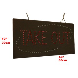 Take Out Sign 24", TOPKING Signage, LED Neon Open, Store, Window, Shop, Business, Display, Grand Opening Gift, Home Delivery