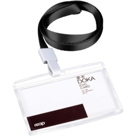 Waizmann.IDeaS® 1 x ID Card Set Neck Strap Lanyard 10 mm + Card Case Card Holder Clear Horizontal Closed for 1 Card ID Case Transparent Large Choice of Colours