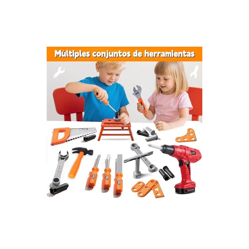 Juego de Herramientas para Niños, con Taladro Eléctrico y Chaleco