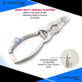 OdontoMed2011 Heavy Duty Mycotic Toenail Clipper - Ergonomic Grip, Sharp Blades Stainless Steel Double Action Barrel Spring ODM