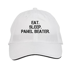 Makoroni - EAT Sleep EAT Sleep Panel Beater Hat Adjustable Cap, DesX55 White