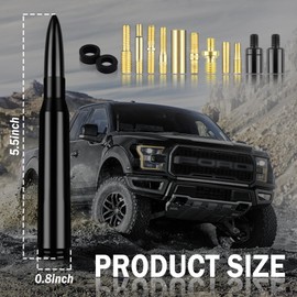Car Bullet Antenna with Adapter & Washer,Car Accessories Exterior AM/FM Radio Antenna for Car Decorations and Signal Enhancement,Essential Truck Car Antenna Replacement (Black)