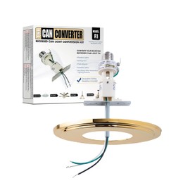The Can Converter R1 Recessed Can Light Conversion Kit w/ 8¼" Steel Beveled Ceiling Medallion - Home Improvement for 4", 5" & 6" Cans, Fan & Light Fixture Converter Kit, UL Certified, Polished Gold
