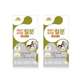 Vitamin Bank 비타민뱅크 () 패밀리츄어블 철분 크랜베리맛 90정 x 2개 Vitamin Bank Family Chewable Iron Cranberry Flavor 90 Tablets x 2 Packs