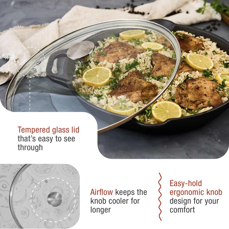 12.1-Inch Glass Lid for Victoria Round 13-Inch Cast Iron Skillet