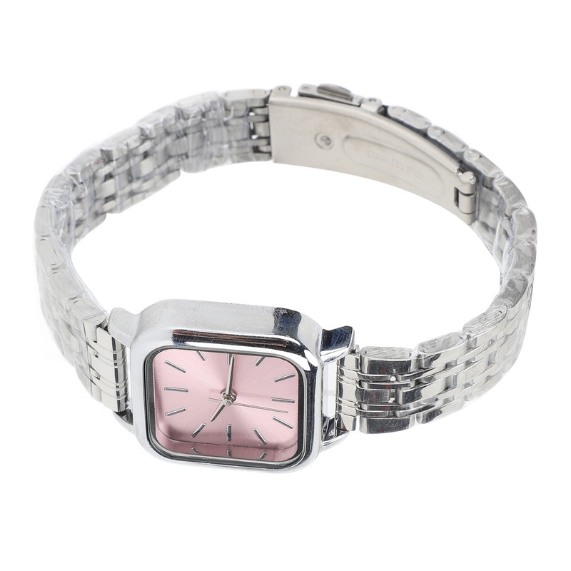 Women Quartz Watch Alloy Steel Strap Stylish Waterproof Ladies Square