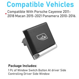 TTCR-II Interior Window Lift Switch Button Cap for Cayenne 2011-2018, for Macan 2015-2025 and Panamera 2010-2016, 1 Pc Power Push Button Replacement at Driver Side Window Glass Switch Control