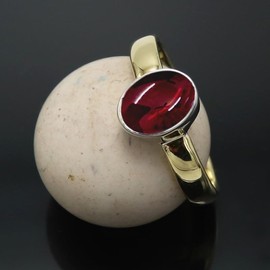 JEWELSTREZORO Cabochon-Granat Edelstein-Bandring für Herren und Damen,Geschenkartikel, 925er-Sterlingsilber Bandring Schmuck TSR1086BS_4 (50 (15.9))