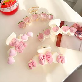 Pink Hair Clips for Women and Girls, 3Pcs Large Claw Clips for Thin Thick Hair, 4In Matte Non Slip Jaw Clips, Cute Hair Accessories