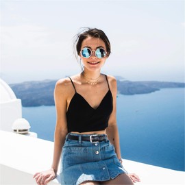 maikun 5 Pack Womens Belt Skinny PU Leather Belt, Thin Womens Belt 39.4''long, for waist size 32-34''