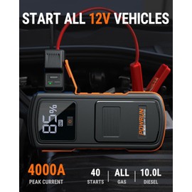 Powrun P-ONE MAX Jump Starter, 4000A Portable Jump Box, Car Jump Starter Battery Pack for All Gas or Diesel Engines up to 10.0L, 12V Car Battery Jump Starter with a Carrying Case
