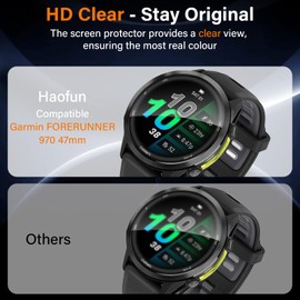 Haofun Pack of 3 Screen Protectors for Garmin Forerunner 970 / Forerunner 570 47 mm, Flexible TPU Film, Scratch-Resistant, Easy Installation, High Resolution Soft Protection Film
