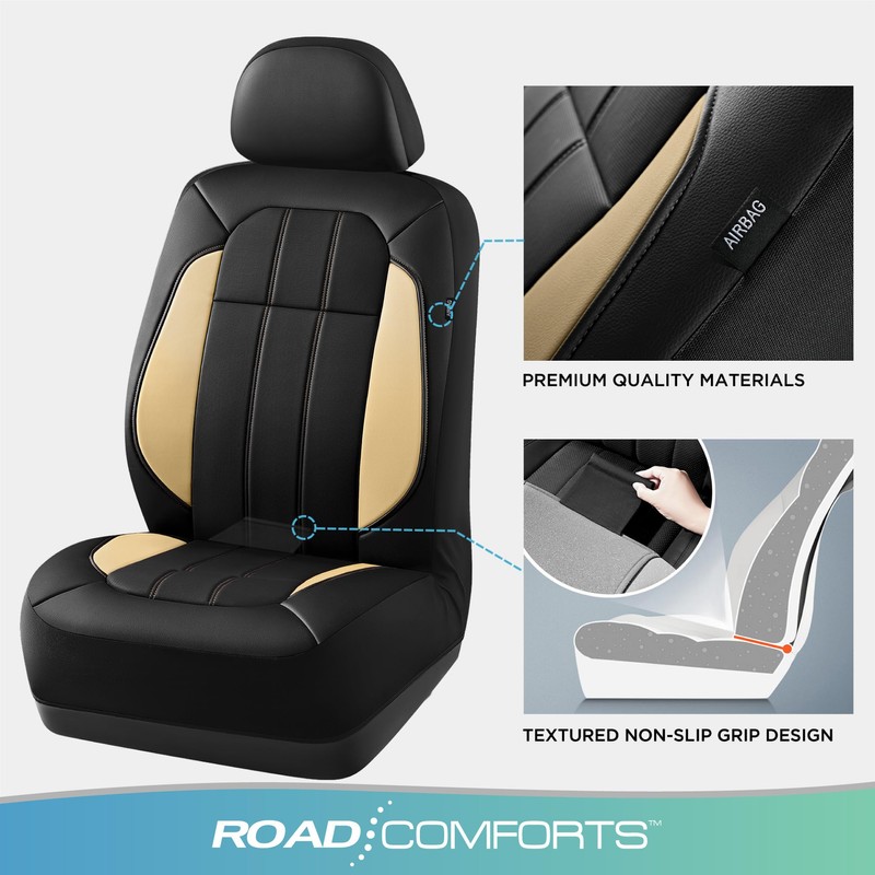 Road Comforts Car Seat Covers, Breathable Leather Seat Covers, Car
