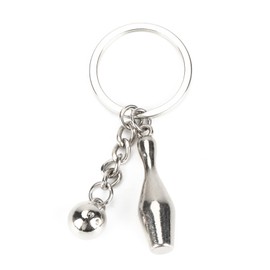 Stainless Steel Key Ring in the Shape of a Bowling Bat, Perfect Personal Gift for Women, Colleagues and Sports Lovers for School, Birthday Parties or as a Lucky Charm, silver