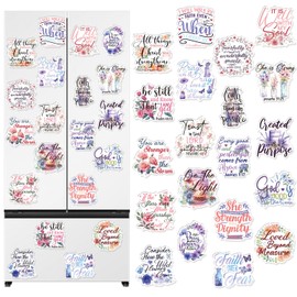 Wxiben Bible Verse Fridge Magnets - 20Pcs Inspirational Christian Refrigerator Magnets Boho Motivational Floral Fridge Magnet Religious Scripture Faith Magnets for Home Office Kitchen Locker Decor