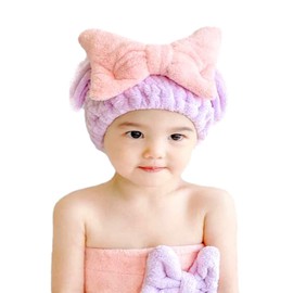 S.fields.inc Towel Cap Hair Dry Towel Microfiber Kids Kids Absorbent Hair Towel Bathing Hat Girl Hair Turban (Purple)