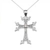 Claddagh Gold Religious Jewelry Solitaire Diamond Armenian Cross Pendant Necklace