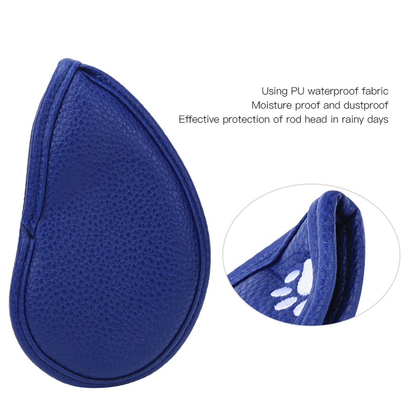 9PCS PU Leather Embroidery Waterproof Golf Putter Head Cover Iron