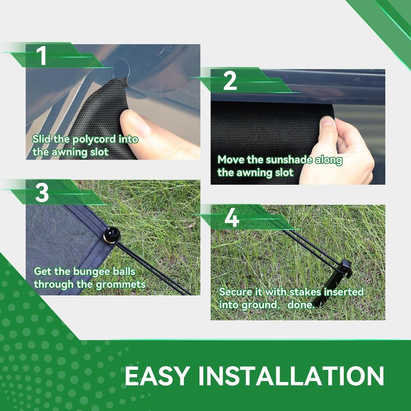RVINGPRO RV Awning Shade Screen with Zipper 9' x 15'3'',