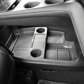 Compatible with 2025 Toyota Sienna Center Console Organizer with Cup Holder, Lower Storage Box Accessory (TPE Material with Original car Wood Grain (Compatible with 2021-2025 Toyota Sienna), Gray)