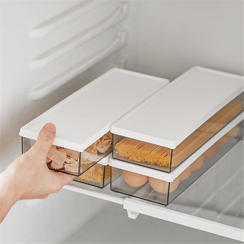 Pasta Container, Large Spaghetti Canister, Pack of 3, Clear Grey