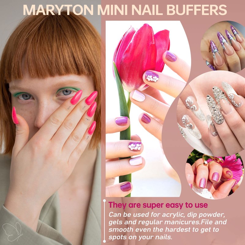 Maryton Mini Nail Buffer Blocks - 80/100 Grit Professional Salon
