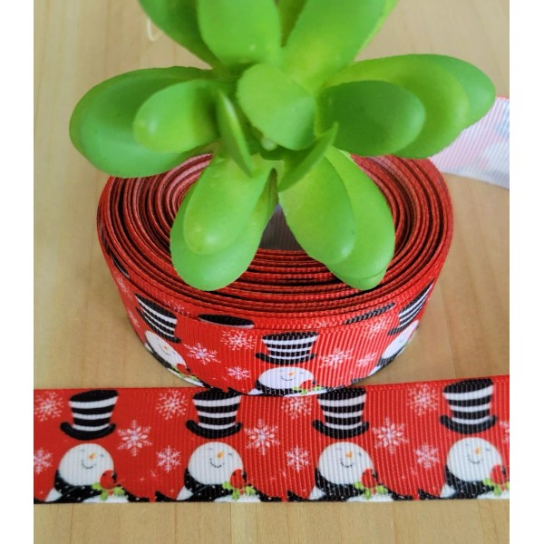 Plaid 1 Inch (1 YD) Snowman Grosgrain Ribbon Christmas Gift