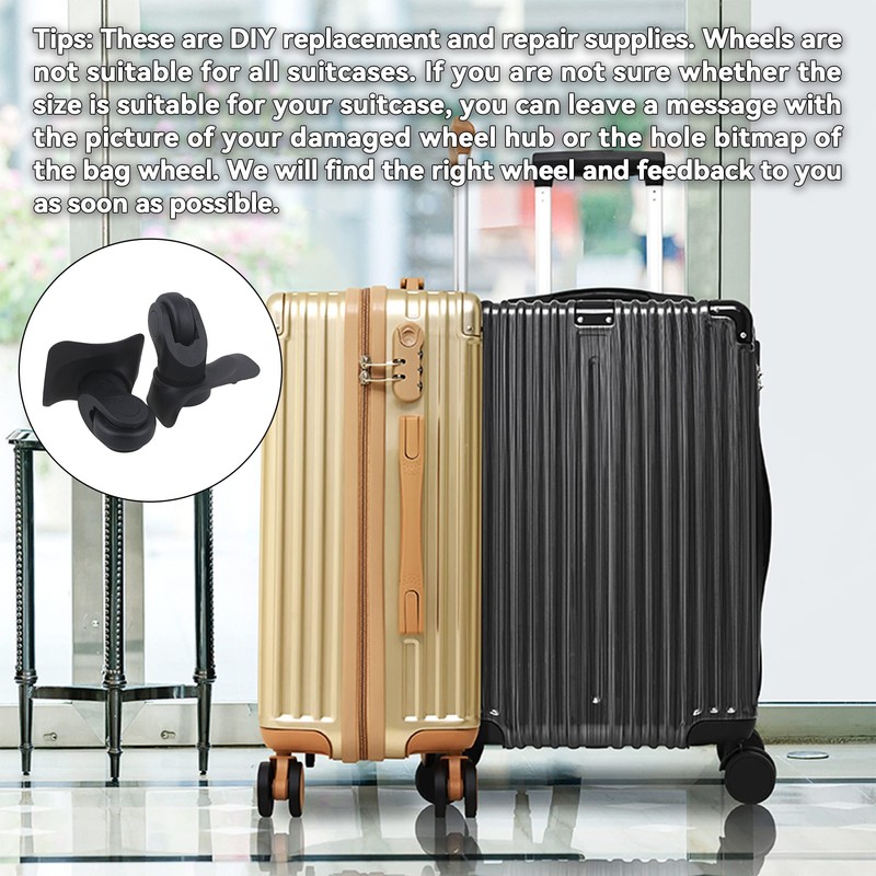 1 Pair Replacement Wheels for Luggage 360 Swivel Dual Suitcase