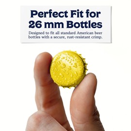 Fermentaholics Yellow Beer Bottle Caps - 144 Count Oxygen Absorbing Bottle Lids – 26mm Crown Caps for Homebrewing Beer, Cider, Soda, DIY Crafts and more – Fits Standard American Pry-Off Bottles