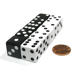 Set of 10 Six Sided 16mm D6 Dice - 5 Black w White Pip and 5 White w Black Pip by Koplow Games