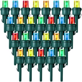 Honoson 48 Count 5 mm LED Christmas Replacement Bulbs Bulk Wide Angle Christmas Light Bulb Xmas Tree String Light Replacement Bulb Festival Light Decoration (Green Base with Multicolor Bulb)