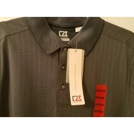 Cutter & Buck Mens Golf Polo Shirt Gray Size Med CB DryTec Luxe Moisture Wicking