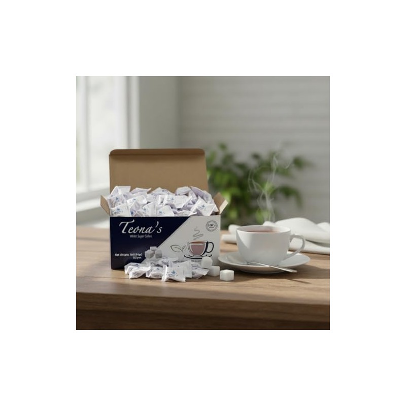 Teona's White Sugar Cubitos de azúcar blanco envueltos individualmente, (152