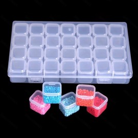 Divided Accessory Case, 28 Divided Case, Stand-alone Type, Transparent, PP, Storage Container, Plastic Case, Small Accessories, Storage Beads, Small Items, Jewelry Box, Miscellaneous Goods, Beads,
