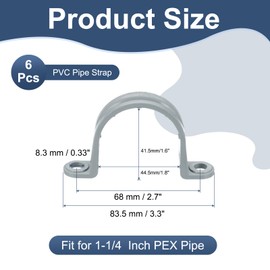 PATIKIL 1-1/4 Inch Plastic Conduit Clamp, 6 Pcs PVC Pipe Strap 2 Holes Conduit Strap Plastic Pipe Supports for PVC Pipes Conduit Cables, Gray