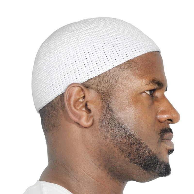 Hand-Crocheted Cotton White Skull Cap Comfortable Head Cover (Small)