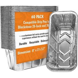60-Pack Grease Cup Liners for Blackstone 17"/22"/30"/28"/36" Griddle, Drip Pan Grease Catcher Cup Liner for Blackstone 5017, Disposable Aluminum Foil Drip Pan Liner - Color: 20 Pack