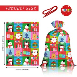 Loveinside Jumbo Large Plastic Gift Bag, Christmas Design Plastic Bag with Tag and Tie for Holiday - 56" x 36", 1 Pcs - Christmas Elements