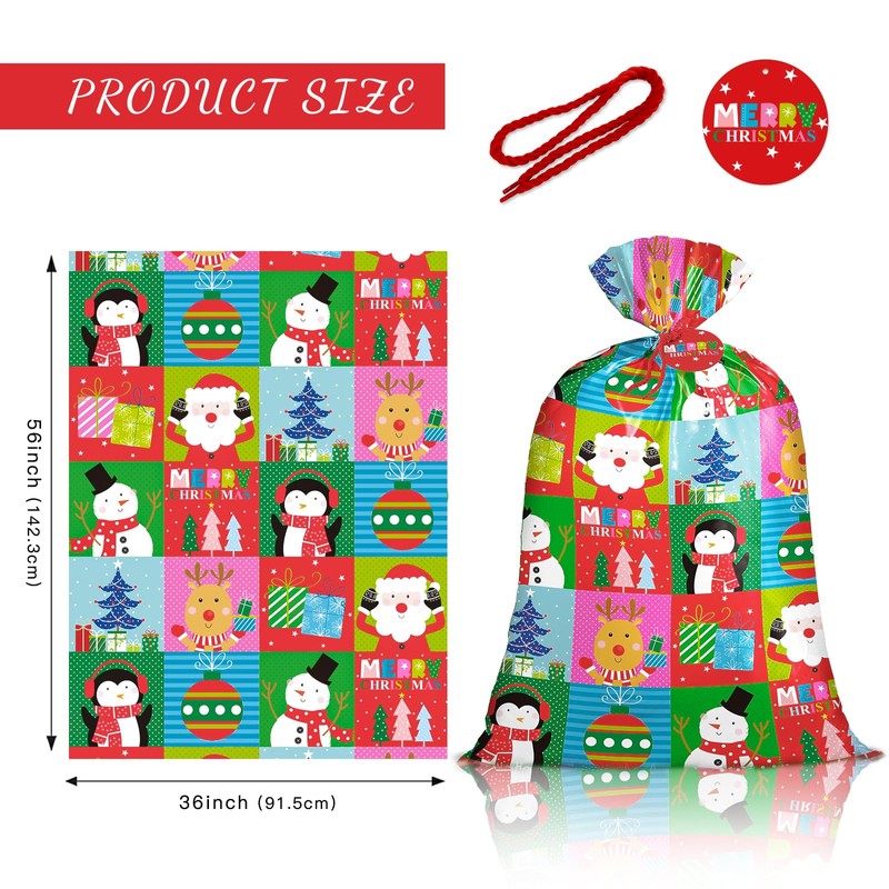 Loveinside Jumbo Large Plastic Gift Bag, Christmas Design Plastic Bag