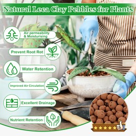 Sunwinx 2 LBS Natural Leca Clay Pebbles for Plants- 4-16mm Expanded Clay Leca Balls for Indoor Plants, Hydroton Clay Pebbles for Plants Hydroponic & Aquaponics Growing, Orchids, Drainage, Terrarium