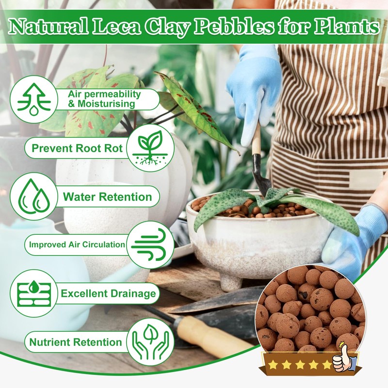 Sunwinx 2 LBS Natural Leca Clay Pebbles for Plants- 4-16mm