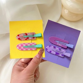 JPD119 Hairpin Bangs Clip, Cute, Set of 4, Non-Tracing, Women's, Small, Stylish, Hair Clip, Simple, Girls, Hair Ornaments (Red + Pink)